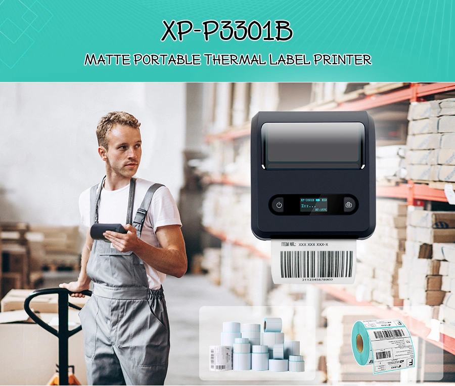 Xpriniter XP-P3301B Thermal Portable 3 Inch Mini Printer Shipping Label Printer