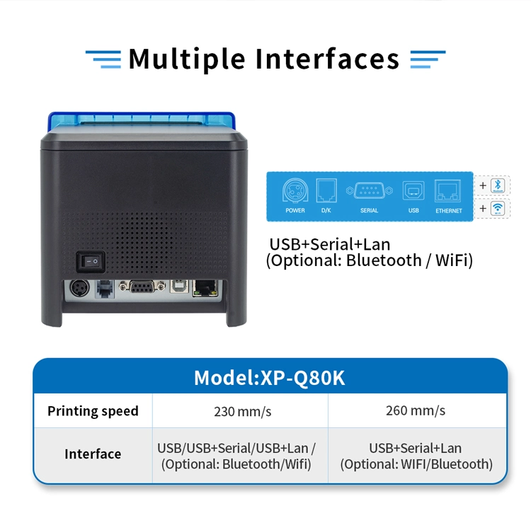 Xprinter XP-Q80K OEM USB+LAN Receipt Printer For Small Business 80mm POS Printer