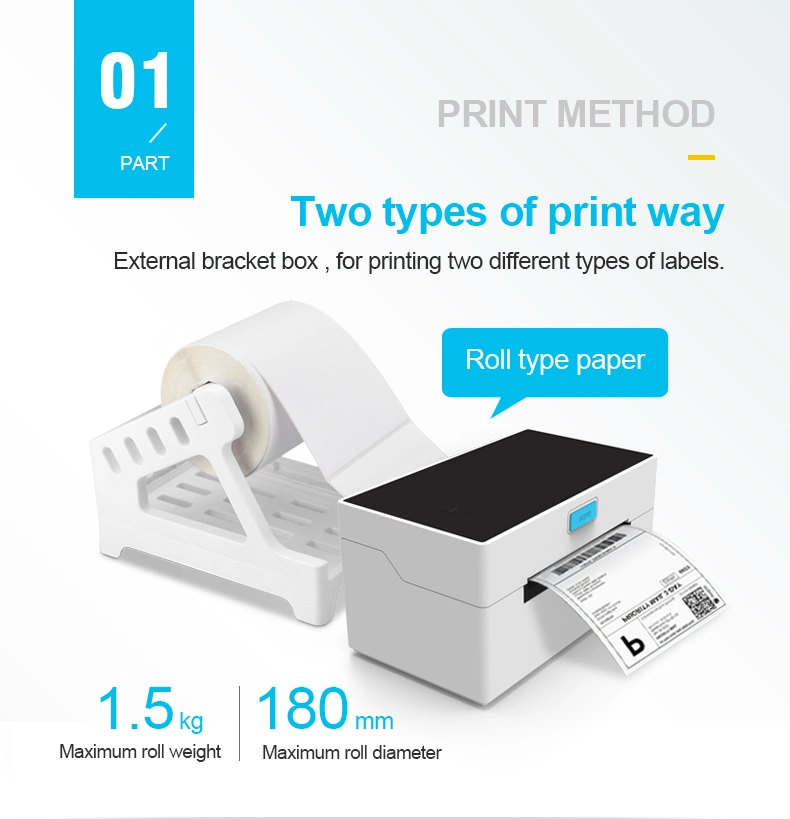 4 Inch Bt LAN USB A6 Wireless Barcode Thermal Sticker Shipping Label Printer