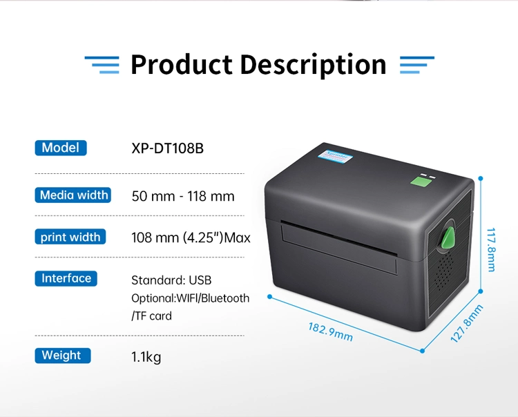 Xprinter XP-DT108B Clear Printing 4 Inch Barcode Printer Label With WIFI