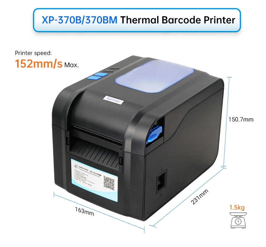 Xprinter XP-370B OEM 3 Inch Thermal Printer USB Port Shipping Label Printer