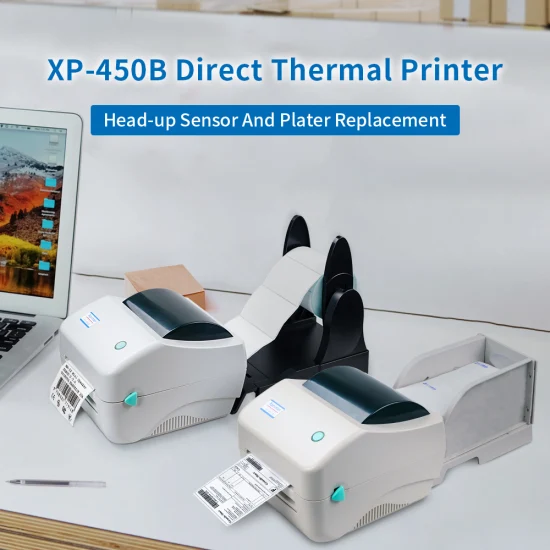 Xprinter XP-450B Imprimante thermique d'étiquettes portable Bluetooth sans encre de bureau 4 pouces