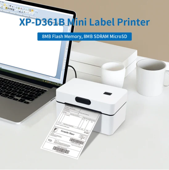 Xprinter XP-D361B Imprimante d'étiquettes d'expédition d'imprimante de bordereau d'expédition à grande vitesse de 4 pouces pour la logistique