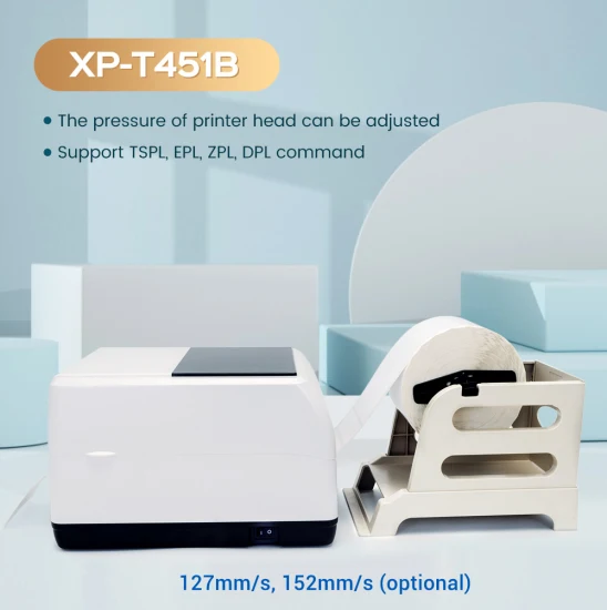 Xprinter XP-T451B Imprimante d'étiquettes thermiques haute vitesse 4 pouces Imprimante à transfert thermique