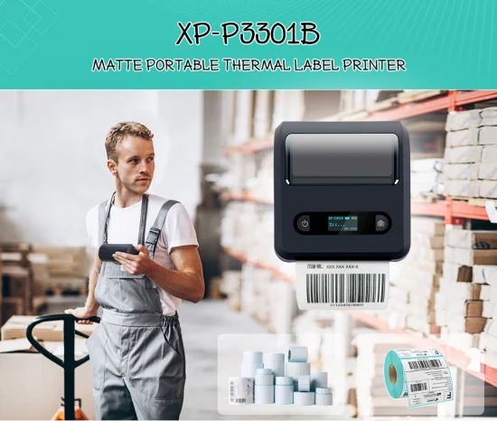 Xpriniter XP-P3301B Imprimante thermique portable 3 pouces Mini imprimante d'étiquettes d'expédition